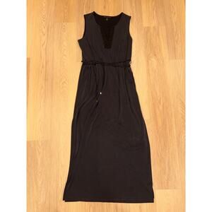 Black house white market v neck black maxi wrap dress womens size L